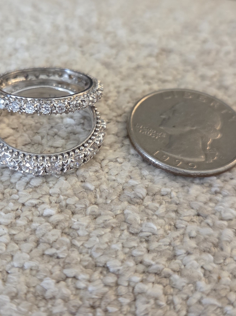 AUTHENTIC JUDITH RIPKA STERLING SILVER & PAVÉ CZ STACKING RING SET (SIZE 8) - Picture 4 of 6